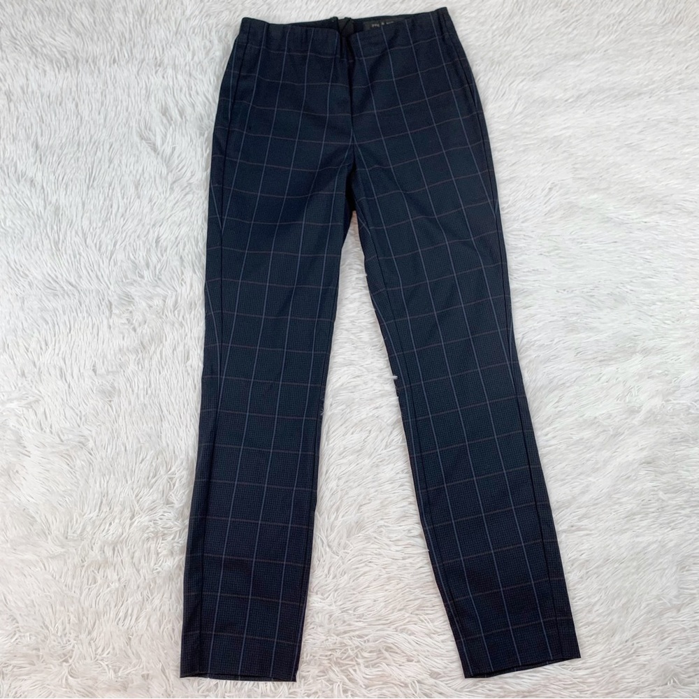 Rag & bone Simone mid rise window pane plaid‎ skinny pants navy blue